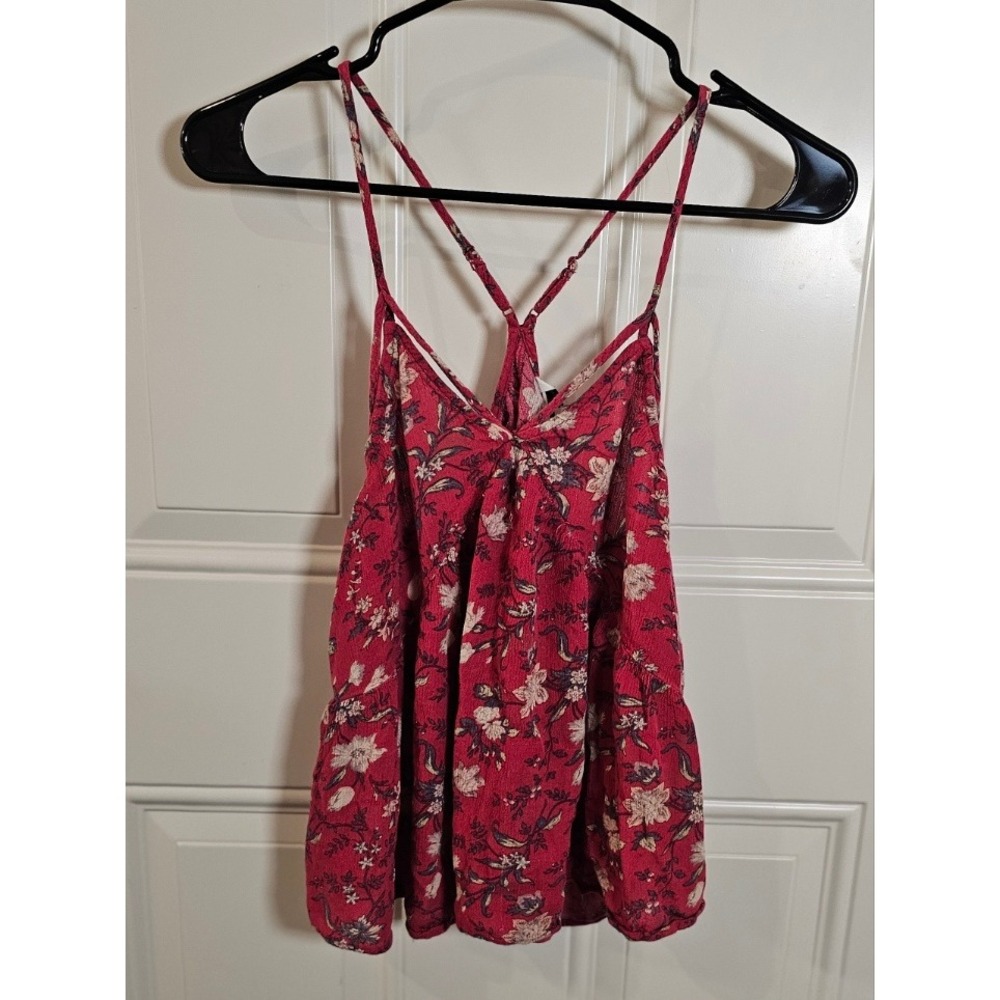 American Eagle Outfitters Red Floral Strappy Racerback Babydoll Cami Top Small